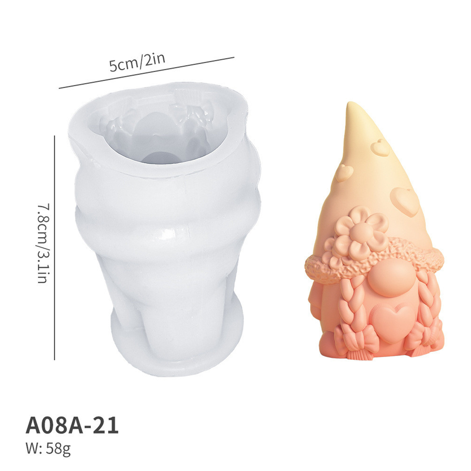 DIY Candle Silicone Mold 3D Gnome Christmas Handmade Gypsum Soap Cement Resin Molds Festival Xmas Candle Making Supplies: light green