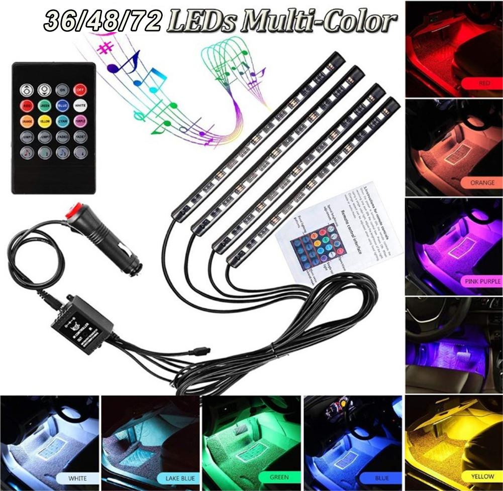 Car LED Strip Lights by APP Control, Govee 36/48/72 LED Car Interior Lights Music Sound-activated Multi-colour Under Dash Lighti