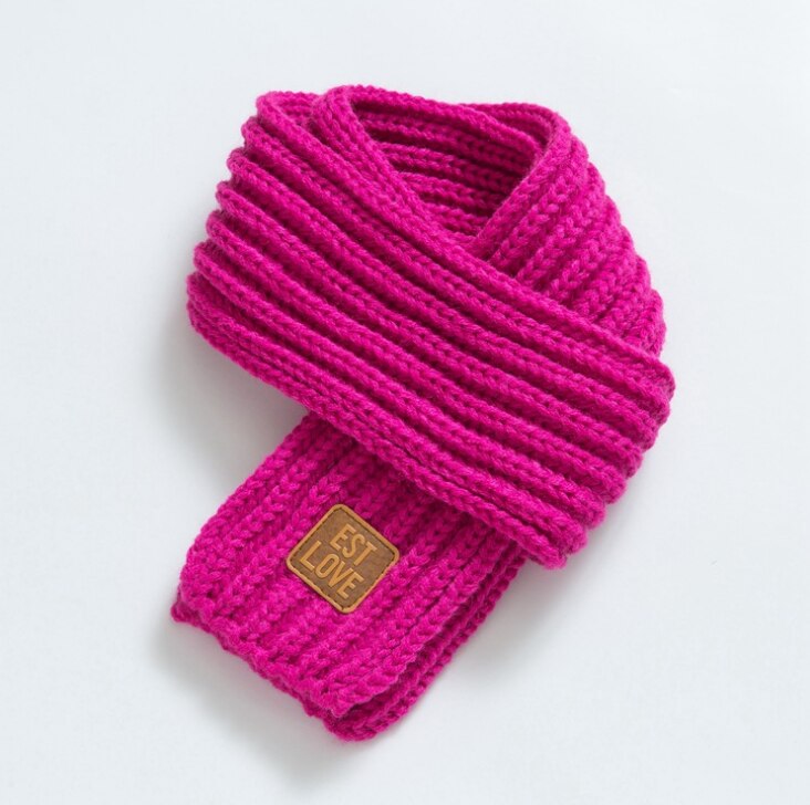 Winter warme baby gebreide sjaal kinderen jongens meisjes breien effen sjaal halskraagwarmer sjaals accessoires: Fuchsia