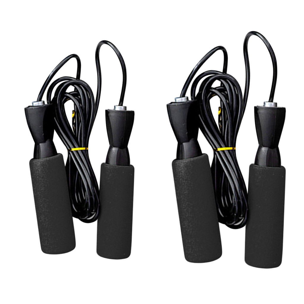 Fast 2PCS Jump Rope-Adjustable Speed Jumping Cable Skipping Rope Ball Comfortable Protect health Leisure sport#4: Black