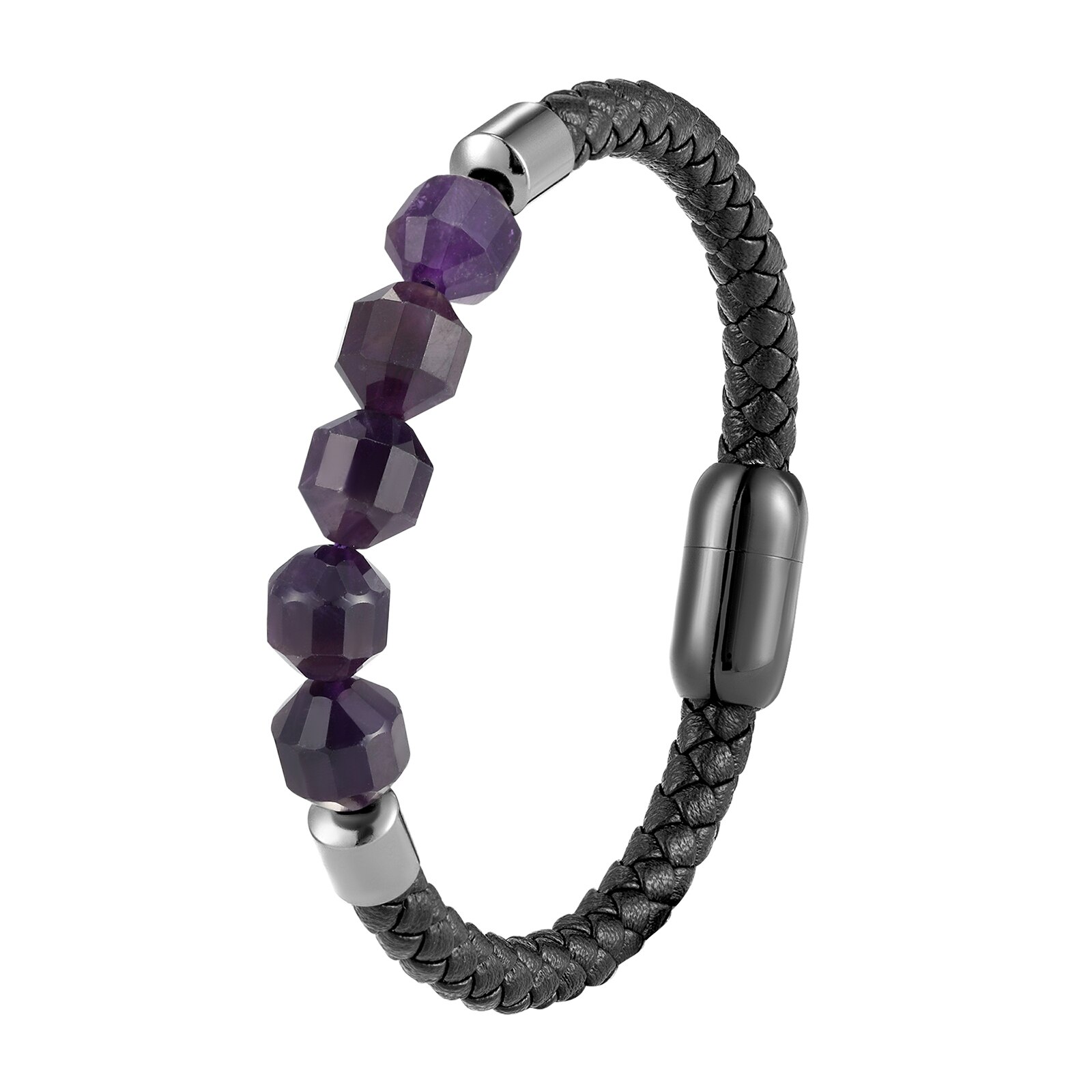 neue Geometrische Natürliche Amethyst Energie Armbinde OL Stil 316 Edelstahl Einzigen Schicht Leder Seil Damen Armbinde Juwel