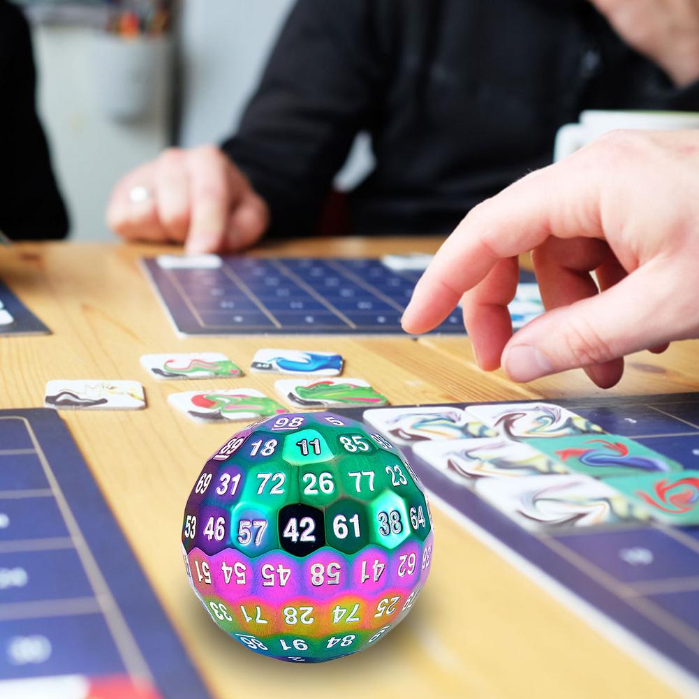 Metalowe kości wielościenne 100 stron kości, przezroczysta kostka D100, kostka 100 jednostronna, kostka robić gry D100, kostka 100-jednostronne z niebieski