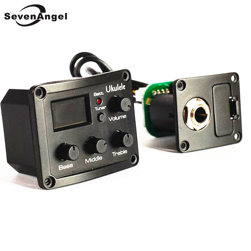 SevenAngel Ukulele 3-Band EQ Equalizer Preamp Amplifier Tuner Piezo Pickup with LCD Display