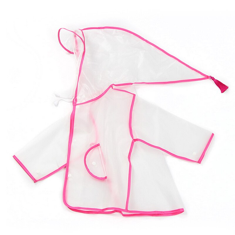 Waterdichte regenjas voor kinderen, lichtgewicht transparante regenjas, poncho met capuchon: Roze / 8t