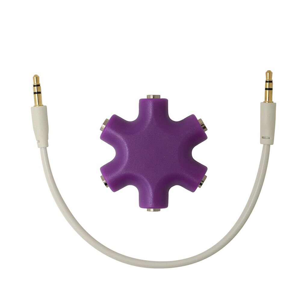 Mix Colors 3.5mm Snowflake Shape 5 Way Stereo Audio Splitter Jack Earphone Headphone Adapter: Purple