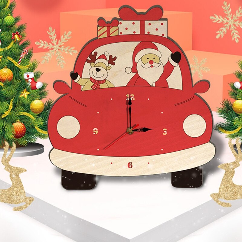 Christmas Cartoon Car Shape Wall Clock Christmas Decoration Christmas Cartoon