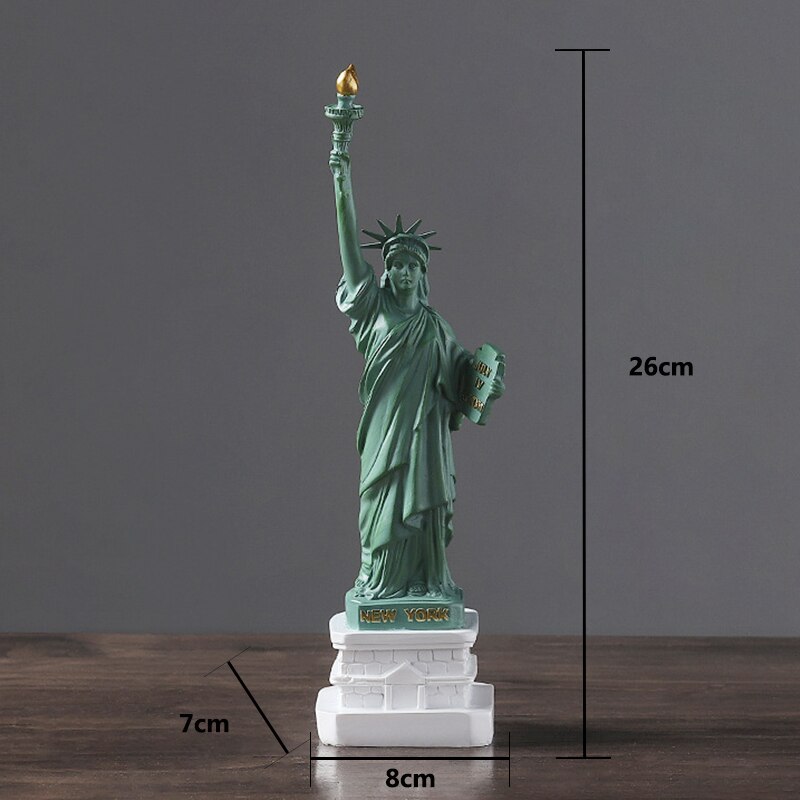 USA Resin Statue of Liberty Model Decoration Living Room Home Decor Office Desktop Decorative Sculpture Modern Art Crafts: Green-S
