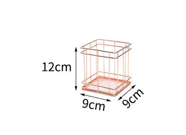 1pcs Rose Gold Metal Pen Holder Box Case desk organizer Home Desk Stationery Decor Office School Desk Accessories Supplies: 02