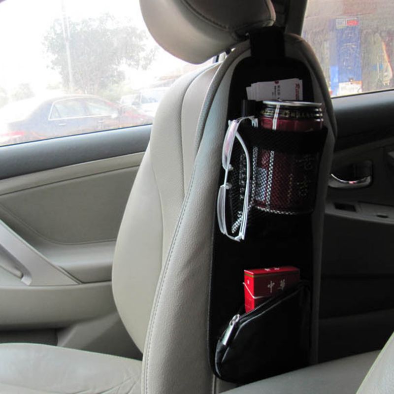 Auto bilsæde sæde lomme arrangør ryddeligt tilbehør opbevaring samler hængende taske pose kopholder