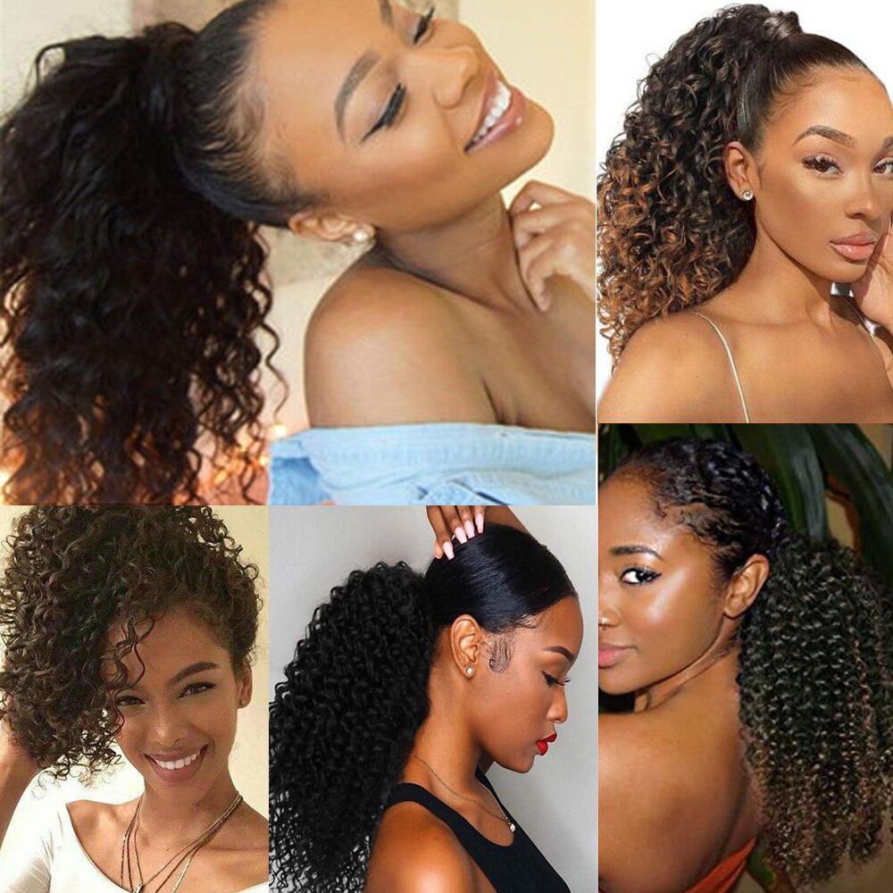 LISI GIRL Synthetic 12-inch Curly Drawstring Ponytail Natural Heat-resistant Fiber Weird Wig Ponytail Wearing Two Clips