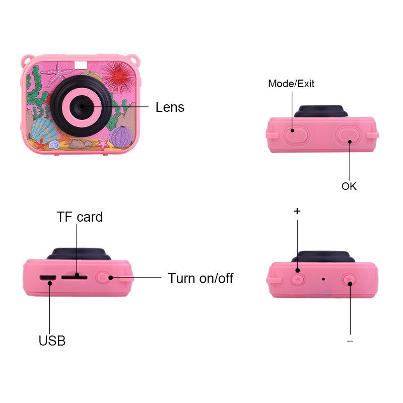 Fotocamera digitale per bambini fotocamera digitale per bambini regali di compleanno impermeabile 2.0 pollici 1080P HD videocamera sportiva per bambini