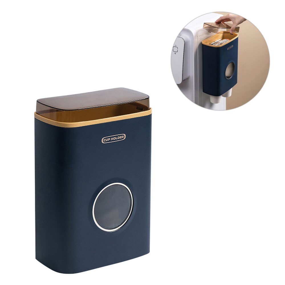 Praktyczny stojak na kubek papierowy dozownik na kubeczki jednorazowe automatyczny uchwyt na kubek na wodę robić domowego biura restauracja (ciemnoniebieski)