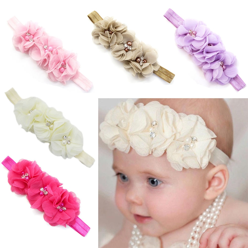 Newborn Toddler Baby Girl Elanewborn photography props hairband tiaras infantistic Headband Chiffon Flower Headband