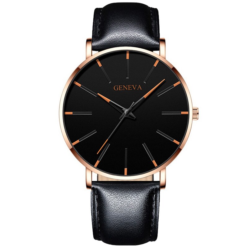 Geneva 1 luxe dameshorloge, eenvoudig, ultradun zwart roestvrijstalen mesh horloge, dameshorloge, zakelijk en casual, quartzhorloge: P roségoud oranje