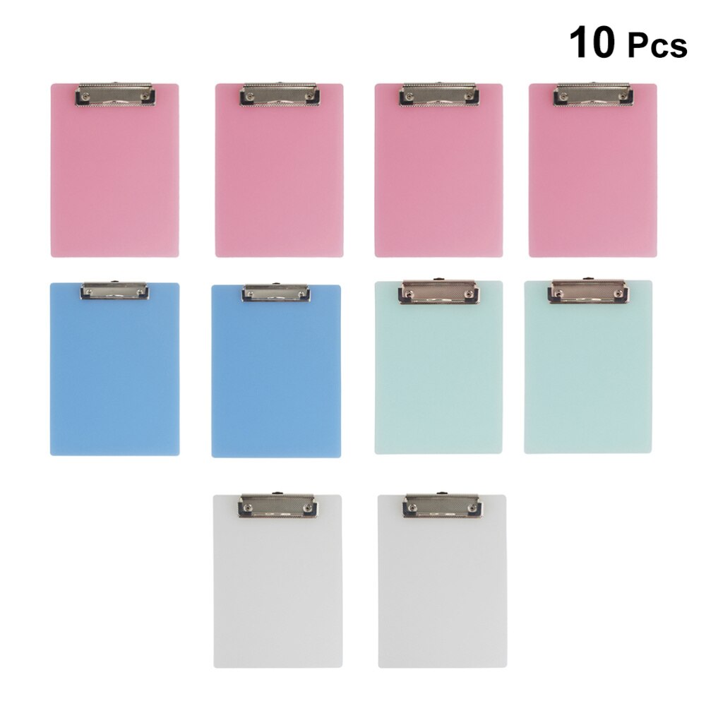 10pcs Clipboard Paper Holder Writing Memo Folders Clip Hardboard Profile Clip Board for Classrooms