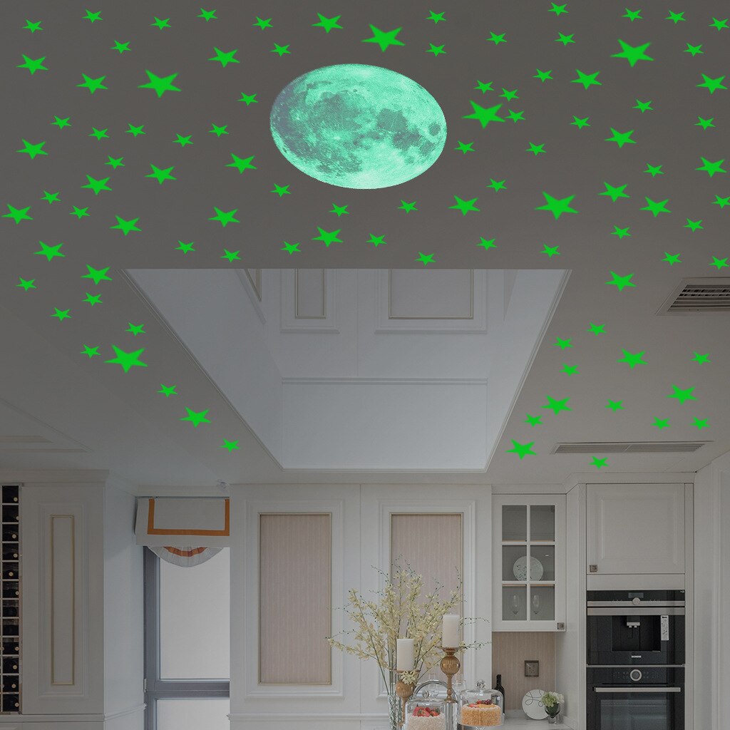 Pegatinas luminosas de Luna y estrellas para decoración del hogar, adhesivos de pared que brillan en la oscuridad para habitación de niños, dormitorio, techo, 435 unids/set por juego