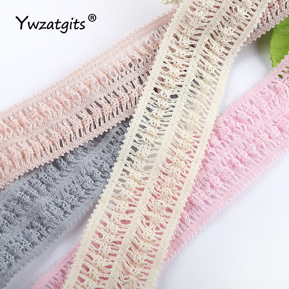 Ywzatgits 5Yards/Lot Hoge Elasticiteit Katoen Kant Kledingstuk Trim Lint Naaien Decoratie Materiaal YR0819