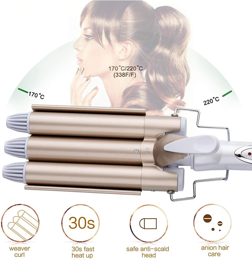 Hair Curler Curling Iron Hair Styling Tools Ceramic Triple Barrel Curling Wand Hair Waver Crimper 3 Barrel Curler
