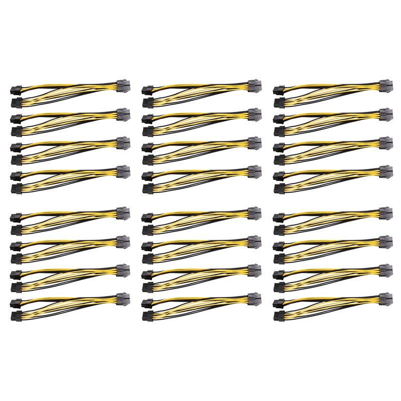 30-Pack PCI-E 8Pin to 2X 8 Pin (6+2) Power Splitter Cable for PCIE PCI Express Image Card Y - Splitter Extension Cable