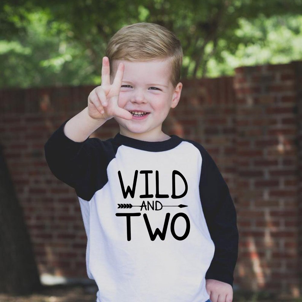 2nd Geburtstag Hemd Unisex Wilde und Zwei Geburtstag Hemd 2nd Geburtstag Junge Mädchen Party T-shirts Kinder T-shirts Kinder Langarm t