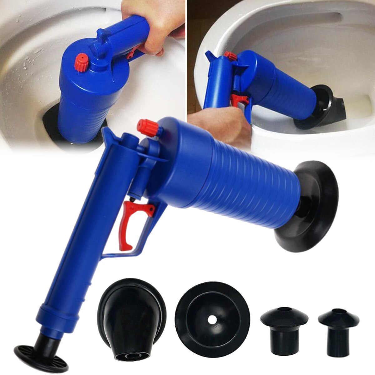 Ontstopper voor afvoeren met perslucht, borstel, keuken, badkamer, toilet, rioolbuis, ontstopper voor verstopte wastafels