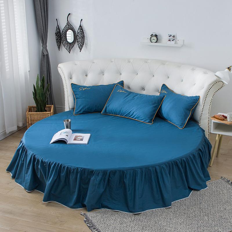 34 bett Rock Ausgestattet Blatt Runde Bett Leinen 200cm 220 Cm Bettdecken Matratze Abdeckung Home Decor Rosa Weiß Grau doppel Bett Abdeckung
