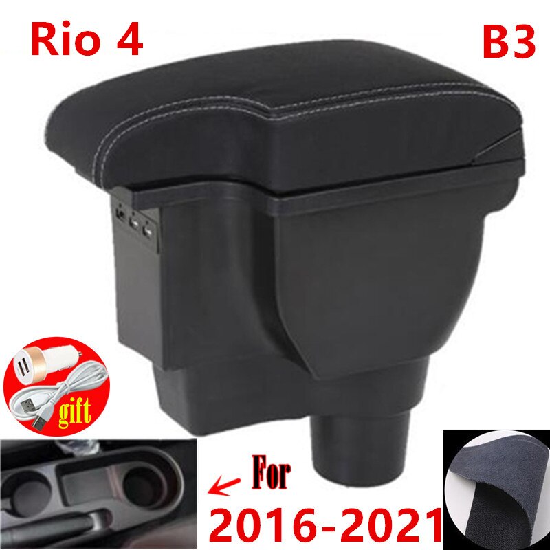 Dla Kia Rio 4 podłokietnik ze schowkiem dla Kia Rio 4 x-linia podłokietnik samochdoowy Russi 2016 2017 2018 2019 2020 akcesoria samochodowe wnętrze łatwa instalacja: B3 biały linia 3USB