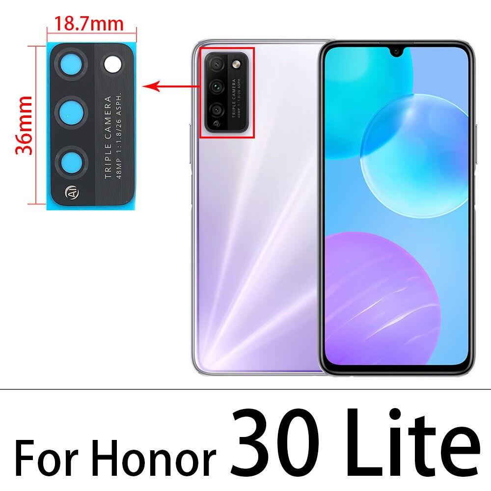 Per Huawei Honor 9X V20 V30 10 10i 20i 10X 20 20S 30S 30 Pro Lite Y9 Macchina Fotografica obiettivo di vetro Posteriore posteriore Della Macchina Fotografica Obiettivo di Vetro con la Colla: Honor 30 Lite