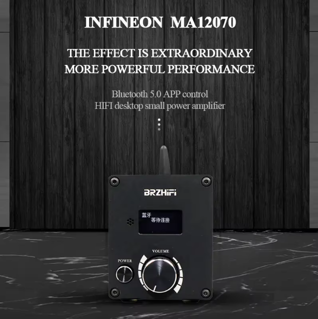 BRZHIFI C50 BT 5.0 Digital Power Amplifier 160W USB TF Card Player Mini Stereo 2 Channel Infineon MA12070