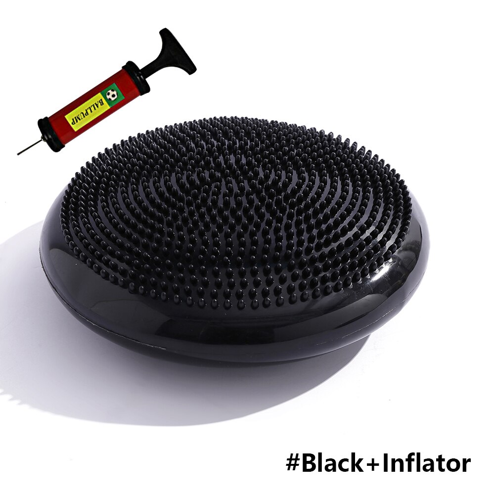 Yoga Balls Massage Pad Inflatable Stability Wobble Balance Disc Cushion Mat Fitness Exercise Training ball: black
