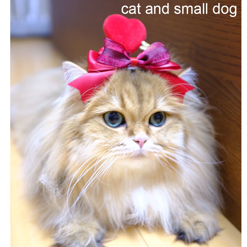 Tocado de gato Manual para el Día de San Valentín, conjunto de cabeza de perro, accesorios para el cabello de mascotas, horquilla, accesorios para gatos, suministros para mascotas: A