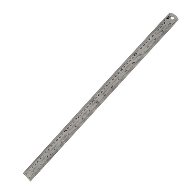 Rustfrit stål dobbelt side lige lineal centimeter inches skala metrisk lineal præcisionsmåleværktøj 15cm/20cm/30cm/50cm: 50cm