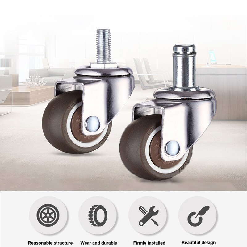 5pcs/Lot Office Chair Caster Wheels 1.5/2 Inch Swivel Caster Wheels Soft Rubber TPE Caster Wheels Replacement Furniture Hardware