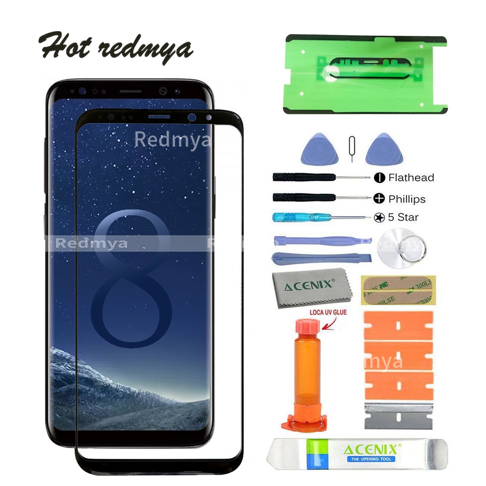 Ecran s8 touch screen voor glas Voor Samsung Galaxy S8 G950 5.8 "S8 Plus G955 6.2" lcd-scherm front Outer Glas Lens + gereedschap