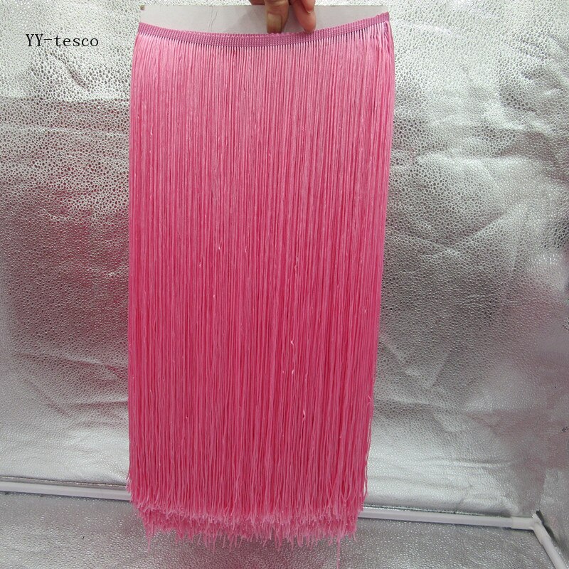 Yy-tesco 1 metrów 100 CM długi koronki Fringe wykończenia poliester Tassel Fringe przycinanie Latin sukienka etap ubrania akcesoria taśma koronkowa: Pink