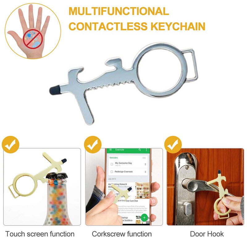 No-Touch Door Opener Elevator Button Tool Beer Trigger Touch Screen Key Chain Anti Contact Door Opener Safety Door Handle Key