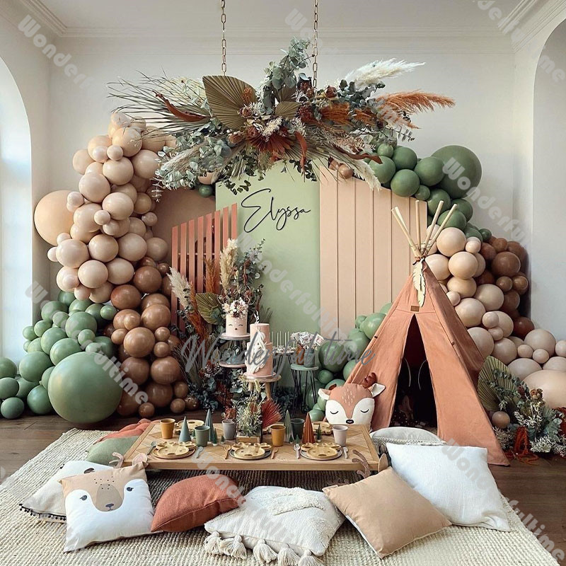 Matte Blush Balloons 5/10/12/18in Jungle Green Burnt Orange Balloon Garland Boho DIY Arch Kit Wedding First Birthday Decorations