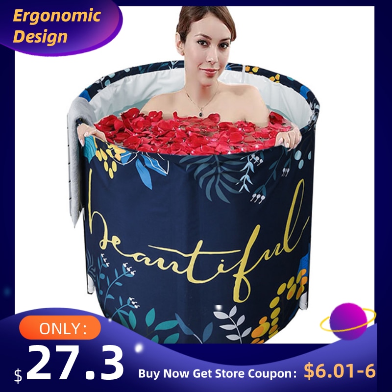 Nordic Bathtub Adults Non inflatable Bath Tub Portable Folding Thicken Eco-Friendly Cloth Deep Soaking Body Bath Barrel