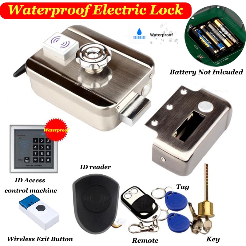 Waterproof Electric Lock Outdoor Waterproof Gate Lock Battery driven Wireless Lock Wiress EXit switch 433mHZ Remote Door Lock