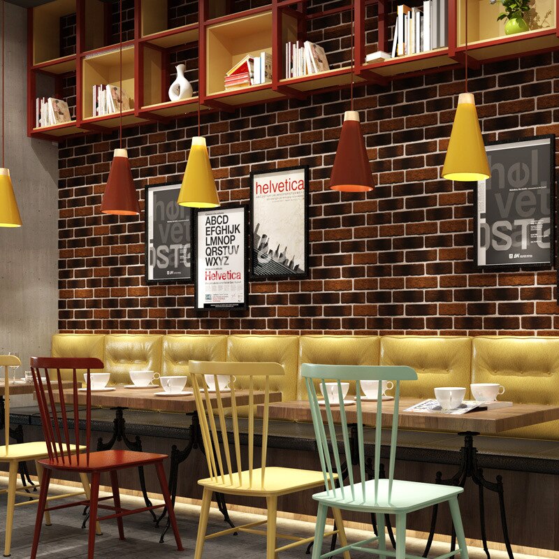 Vintage Huai Old 3D Stereo Antique Brick Brick Brick Pattern Wallpaper Cafe Bar Restaurant Blue Brick Red Brick Wallpaper