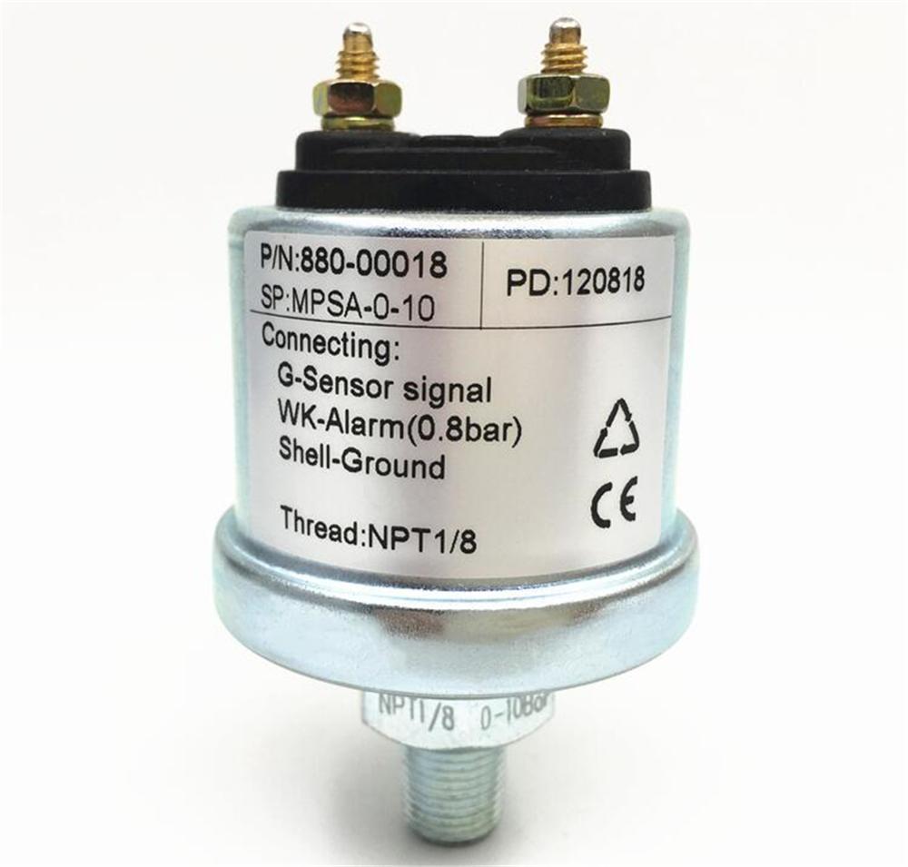 Sensores mecánicos de presión de aceite M10X1 NPT-1/8, 0,5 bar, 0,8 bares, alarma, voltaje de trabajo 6-24vdc, 0-5bar, 0-10bar, 1 unidad