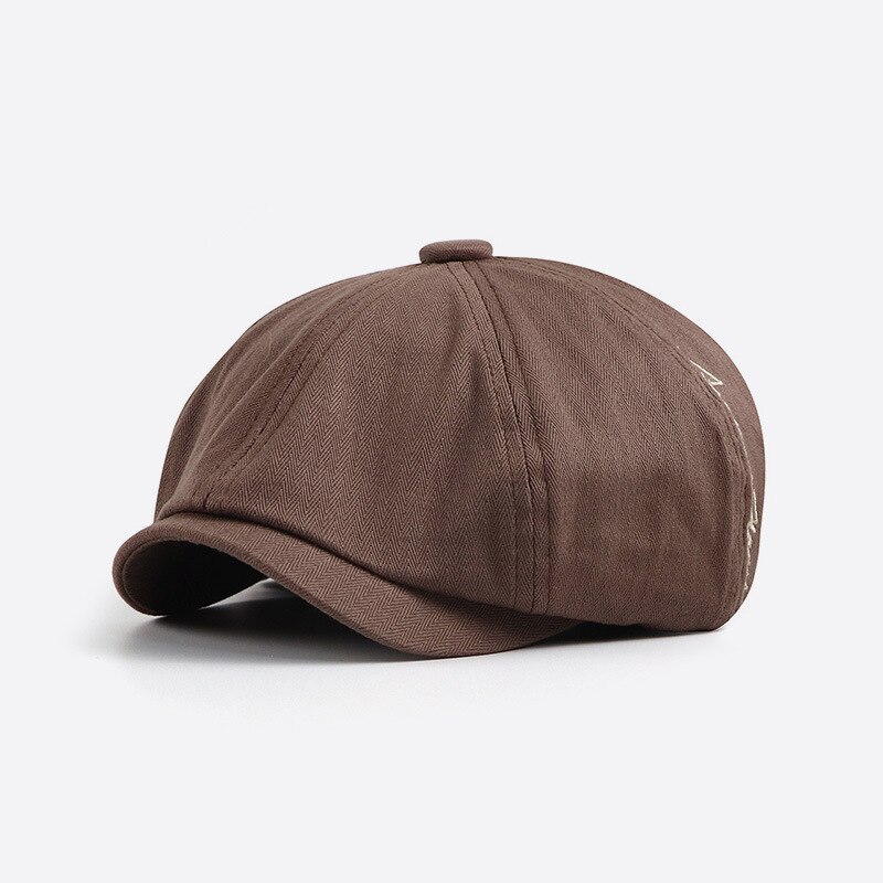 Wuaumx solid bomull åttakantig hatt män kvinnor vintage tidningspojke keps detektiv målare hattar retro platt keps ledig basker hatt casquette: Brun
