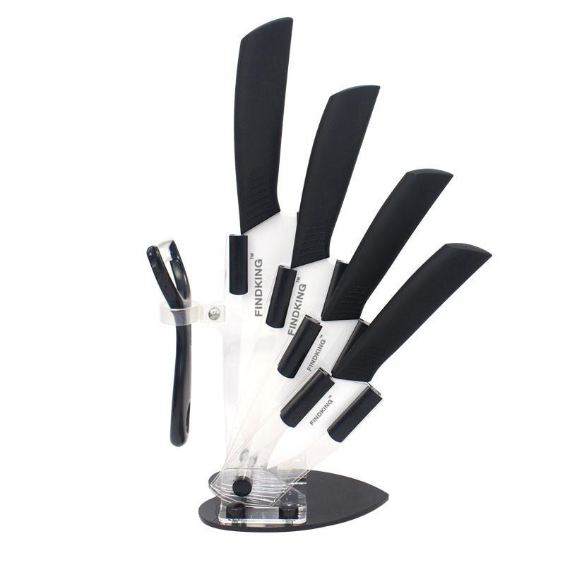 6 farver top keramisk kniv og tilbehør sæt køkkenkniv sæt kokke knive 3 " 4 " 5 " 6 " 2"+ skræller akryl holder: Sort