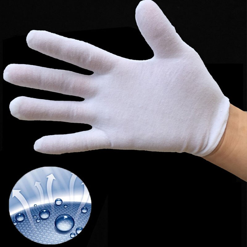 12Pairs Cotton Gloves White Safety Gloves Ceremonial Gloves For Male Female Serving Waiters Drivers Jewelry Gloves