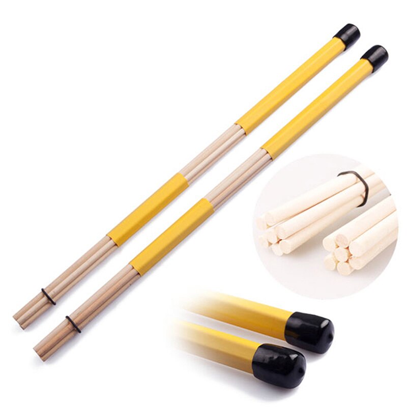 1 Paar Professionele Bamboe Land Jazz Ballad Percussie Drum Borstels Bundle Drum Sticks Met Rubberen Handvat 40Cm 5 Kleuren