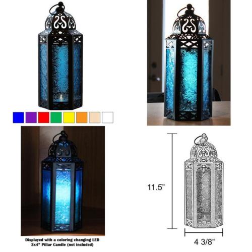 Support de lampe bougie en verre, 11.5 pouces, lanterne photophorique en métal, pièce centrale, décoration de jardin ou de Patio, de Style marocain