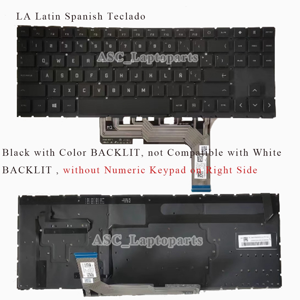 Latijns-spaans español teclado toetsenbord voor hp omen 15- en-serie 15-en0000la 15-en0001la 15-en0002la 15-en0003la verlicht: Wit