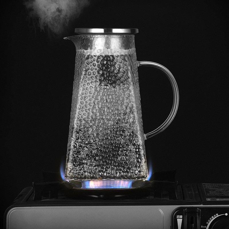 Transparante Hittebestendig Hamer Glas Koel Wit Open Ketel Set Hoge Borosilicaatglas Huishoudelijke Transparant Sap Pot Lc