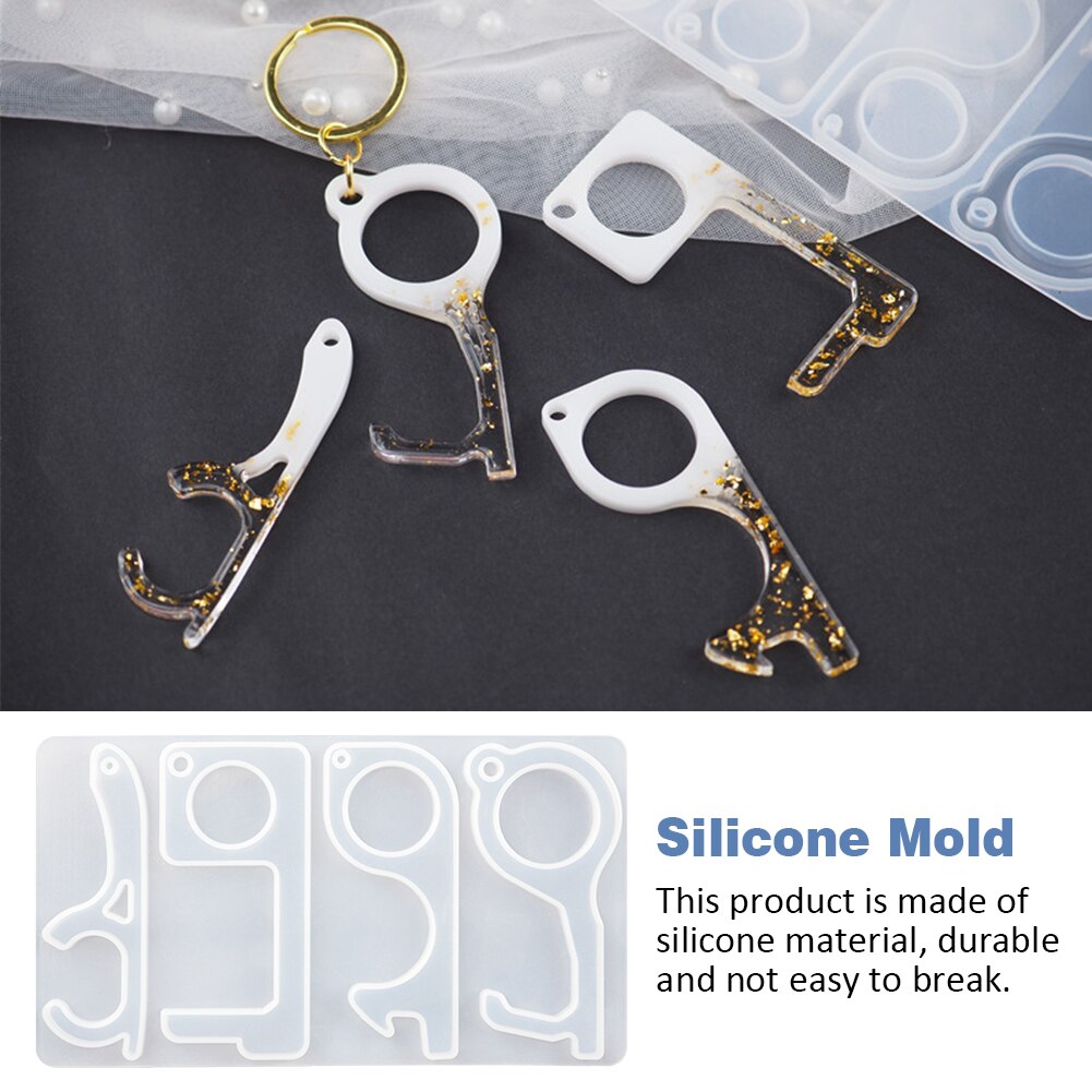 Silicone Mold Beginners Multifunction Craft No Touch Door Opener Clear DIY Epoxy Resin Pusher Kids Adults Button Casting Home
