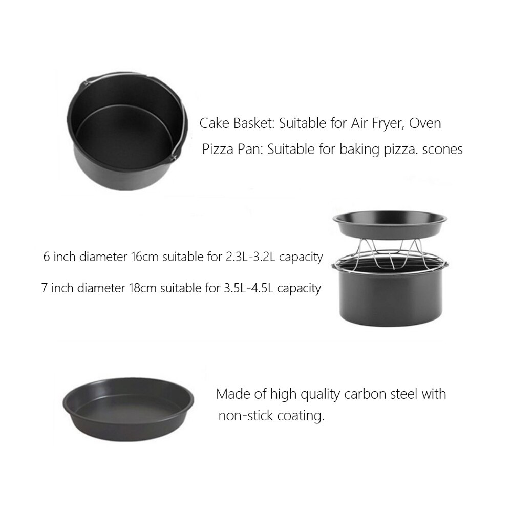 9pcs/set Air Fryer Accessories Multi-functional Electric Fryer Parts 7Inch/8Inch Kitchen Appliance Tools Fit all Airfryer Oven